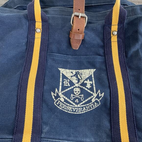 Vintage POLO Ralph Lauren Rugby PERSEVERANTIA DUCK CANVAS Shoulder Tote Bag - Picture 2 of 11